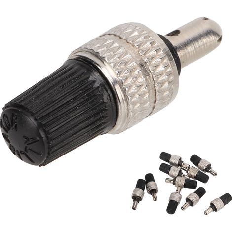 10 pièces Kit de noyaux de valve de pneu vélo avec capuchon, laiton nickelé tiges de valve allemandes pour véhicules électriques (1/5)