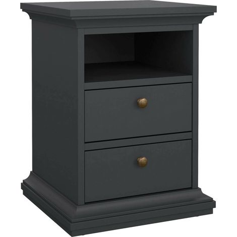 Nachtkommode Alichin, 2 Schubladen, 40x43,6x58,8h cm Grau
