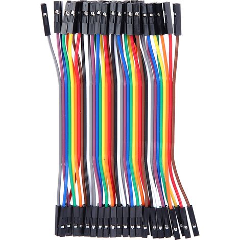 Connecteurs de fils DuPont de 2,54 mm de large, 40 pièces, 10 cm, femelle à femelle. (1/5)