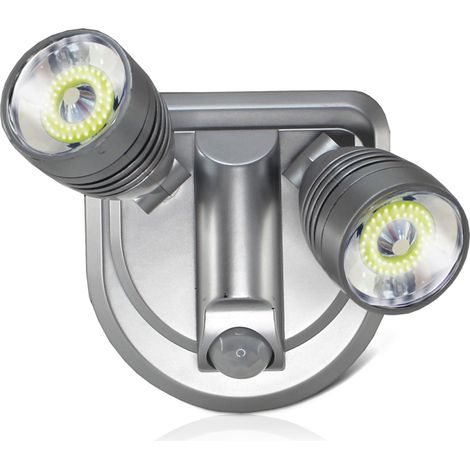 Fishtec – Lampe murale détecteur de mouvement étanche IP44 – 2 spots LED 500 lumens – Installation rapide sans branchement – Pour entrée et extérieur (1/5)