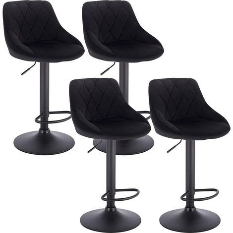 Set 4 sgabelli in velluto eleganti con telaio nero opaco seduta vari colori colore : Nero (1/4)