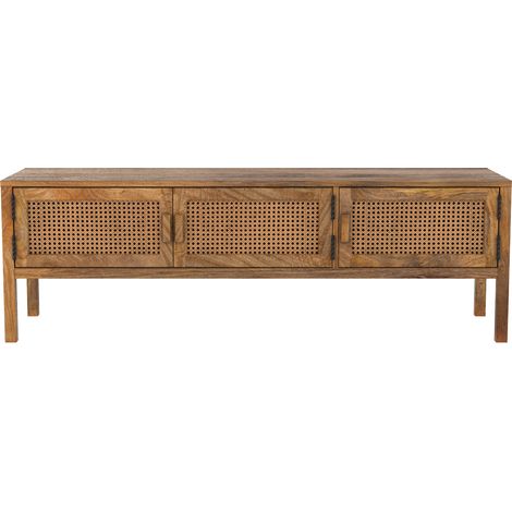 Meuble TV cannage et bois de manguier 140 cm - TIKI