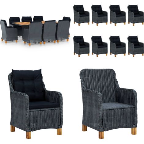 Ensemble à manger d'extérieur 9 pcs et coussins résine tressée - Salon De Jardin - Mobilier De Jardin - Set De Salon De Jardin - Table Et Chaises - Repas En Plein Air - Home & Living (1/5)