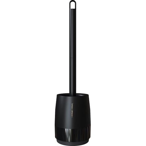 Ensemble brosse WC et support, brosse cylindrique en poils PET pour un nettoyage en profondeur, brosse en plastique durable avec poignée amovible et base de support, sans danger pour le vernis (1/5)