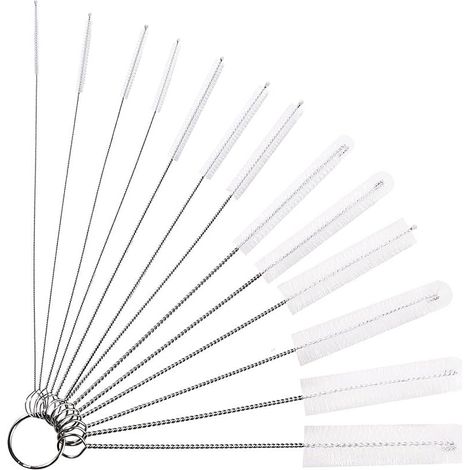 13 Pièces Goupillon Nettoyage Kit, Brosse de Bouilloire, Brosses de Nettoyage Pailles, pour Pailles Entonnoir Théière Buse Pailles Claviers, Blanc (1/5)