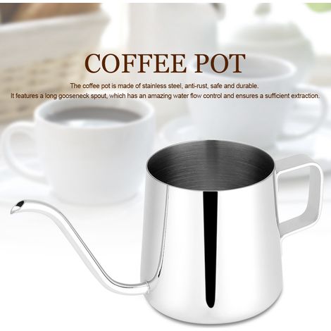 Edelstahl-Kaffeekanne mit langem Schwanenhalsausguss, Teekanne und Zubehör (Silber, 350 ml) (1/5)