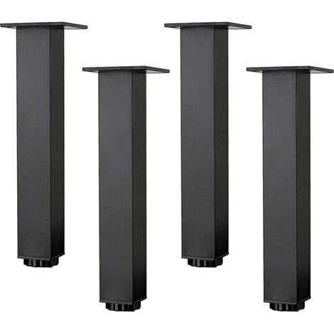 Pieds de meuble réglables en alliage d'aluminium, 35 cm (13,8 pouces), hauteur 5-40 cm, noir mat, 4 pièces avec vis (1/4)