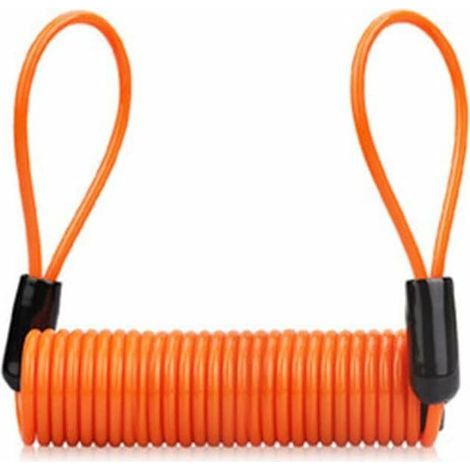 Câble de Rappel de Verrouillage 130CM moto vélo sécurité frein à disque serrure antivol sécurité ressort rappel vélo ressort (Orange) (1/4)