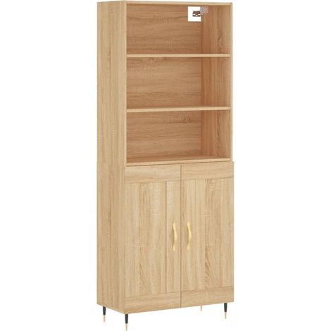 Buffet,Bahut,Meuble de Rangement haut Chêne sonoma 69,5x34x180 cm Bois d'ingénierie CFW67284 (1/5)