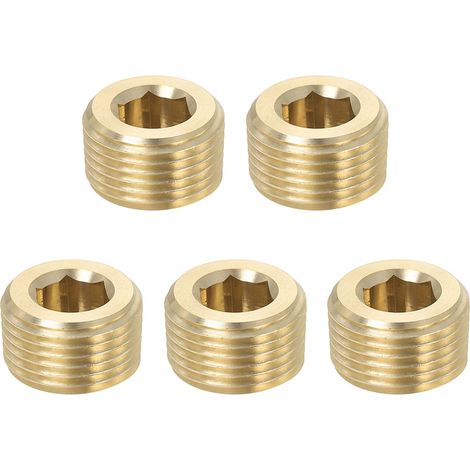 5 Paquet 3/8 Pouce Mâle PT Tuyau Bouchon Interne Hex Tuyau Bouchon (1/5)