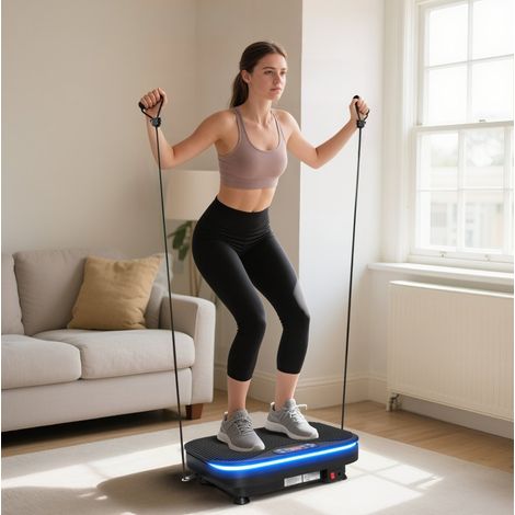 Plataforma vibratoria 47x32x12 cm en ABS y acero, negra, Bluetooth, para fitness en casa – MEUBLIV (1/5)