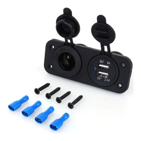 CHOYCLIT Double prise allume-cigare USB pour voiture, répartiteur, chargeur 12V, adaptateur secteur [DB] (1/5)