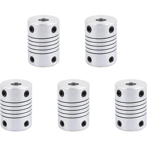 5 Stück 6 mm bis 8 mm Wellenkupplung, 25 mm Länge, 18 mm Durchmesser, Schrittmotorkupplung, Gelenkverbinder aus Aluminiumlegierung