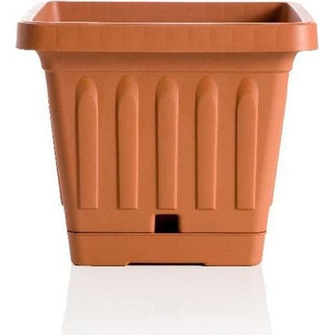 Pot de fleurs carré - TERRA - 40 x 40 cm - Terracotta - Livraison gratuite (1/2)