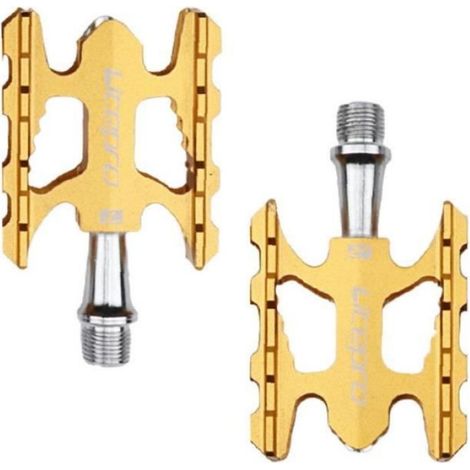 Pédale Vtt Plate - Alliage D'aluminium - Pliable - Jaune - 10.8 X 6.2 Cm - Par 2