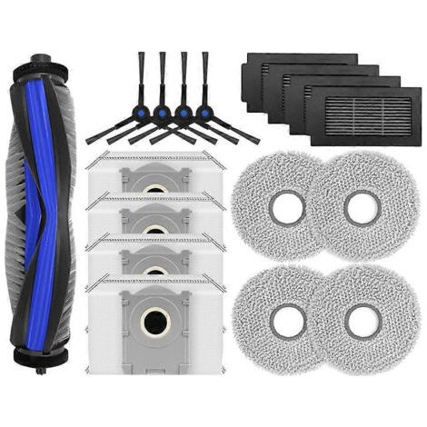 Pièces de rechange et accessoires compatibles avec l'aspirateur ECOVACS T50 MAX PRO OMNI : brosse principale, chiffon de nettoyage, sac à poussière et filtre HEPA