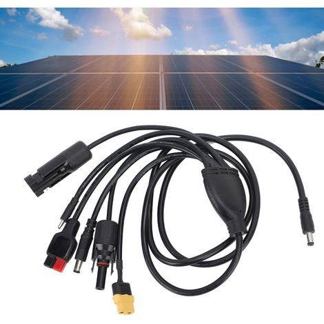 Câble d'alimentation solaire 6 ports (1,2 mètre) : connecteur mâle CC vers connecteur XT60, connecteur MC4 mâle/femelle, USB-C, connecteur Anderson. (1/5)