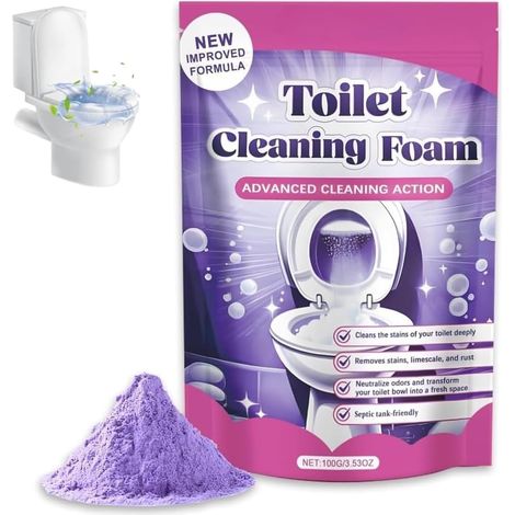 Foam effect powder for toilet, removal of traces and limescale deposits, home care, D (1/5)