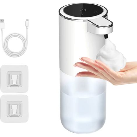 (Miroir noir - Mousse) Distributeur de savon sans contact 380 ml, étanche IPX5, 4 vitesses réglables, mousse/gel, à détection automatique, lave-vaisselle électrique (1/5)