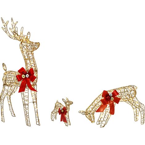 Reindeer Family Christmas Decoration 3 pcs 200 LEDs Warm White vidaXL (1/5)