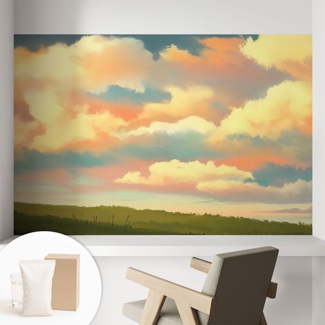 Papier peint intissé mural pour salon chambre à coucher tendance et originale - Colle incluse gratuite Ciel et nuages 104x70 cm (1/5)