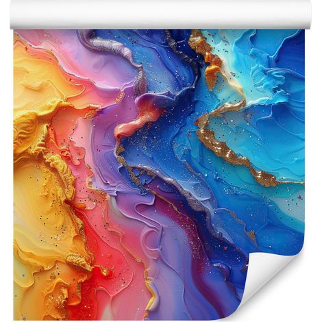 Carta da parati blu inchiostro, oro e viola per soggiorno e camera da letto, 50x1000 cm (1/5)