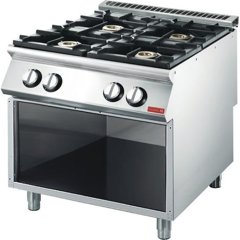 Piano de cuisson 4 brûleurs 18,4 kw - placard ouvert - Gastro M
