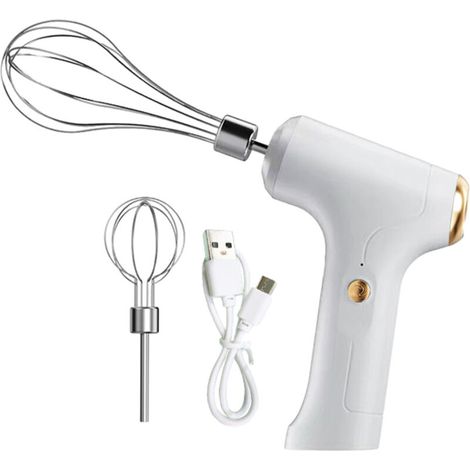 Batteur électrique sans fil, fouet électrique rechargeable par USB, batteur électrique portatif à un étage (tête simple/double tête) (1/4)