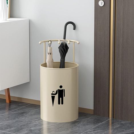 Porte-Parapluie Rond en Fer de qualité Commerciale, idéal pour Une entrée. Support de Rangement en métal avec Support arqué, Compatible avec Les parapluies Longs, Courts et plian