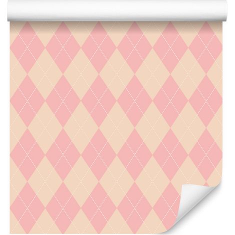Papier peint Pastel Diamonds Corail et Crème pour Salon et Chambre 50x1000 cm (1/5)