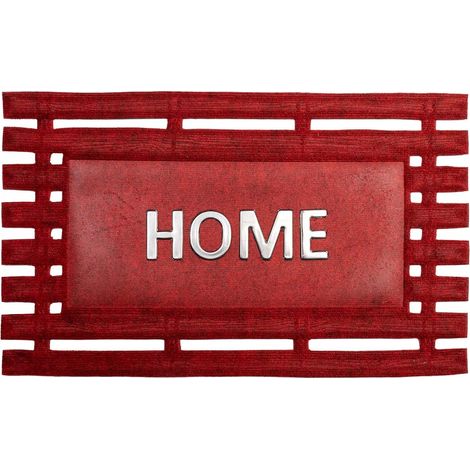 Felpudo de fibra y goma con metal rojo 75x45 (1/5)