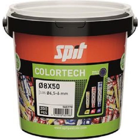 Seau de 200 chevilles bi-matière COLORTECH 8x50 sans vis - SPIT - 565198