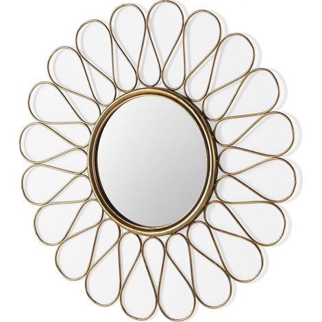 Miroir mural doré en métal style vintage prêt à suspendre - doré finition vintage