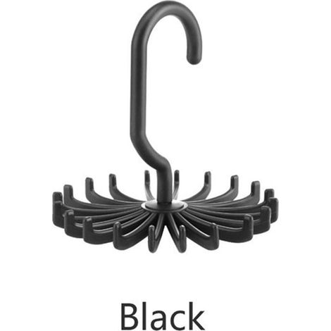 Porte-Cravates Tournant - Support Rotatif 360° Pour Cravates Et Ceintures - 20 Crochets - Plastique - Noir Ou Blanc - 1 Pièce (1/5)