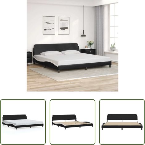 Kunstlederbett - Bettgestell "Dover" Schwarz und Weiß 200x200 cm Kunstleder (1/5)
