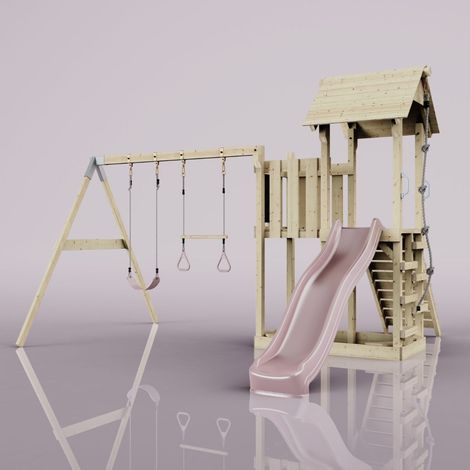 Aire de jeux PolarPlay Uppsala Rosa 357 x 373 cm Barre de trapèze