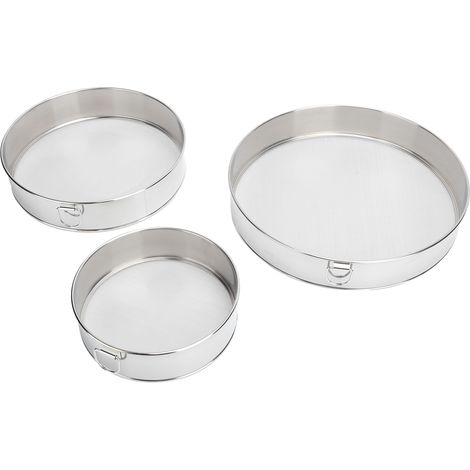 Ensemble de 3 Tamis à Farine en Acier Inoxydable 304, Filtre à Poudre Rond pour Pâtisserie et Cuisine