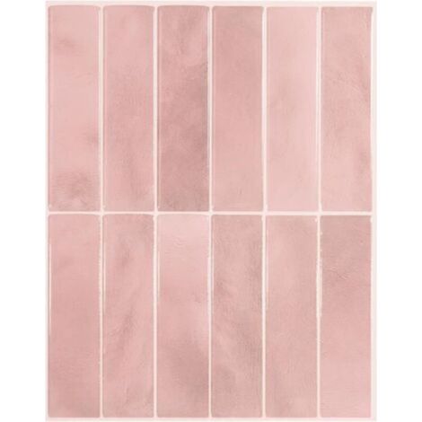 Confezione da 5 adesivi murali 3D in resina epossidica, rosa, 22,9 x 29 cm, carta autoadesiva per piastrelle di cucina e bagno. (1/3)