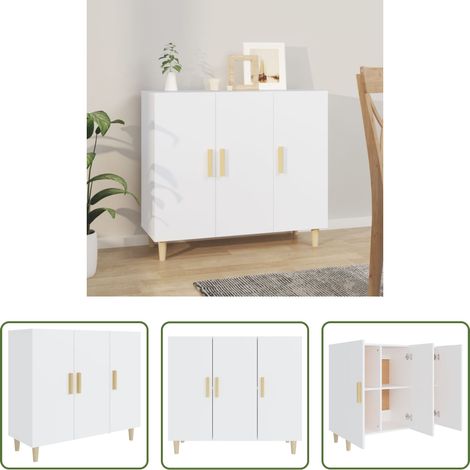 Holzwerkstoff - Sideboard Weiß 90x34x80 cm Holzwerkstoff (1/5)