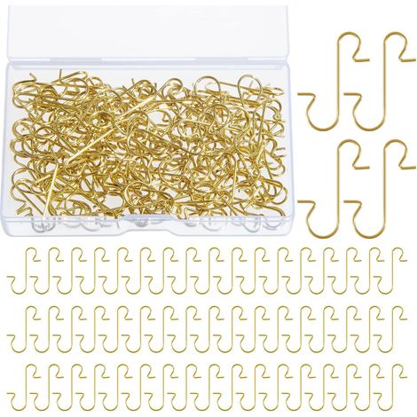 Set mit 200 goldenen, S-förmigen Drahthaken zur Weihnachtsbaumdekoration (1/5)