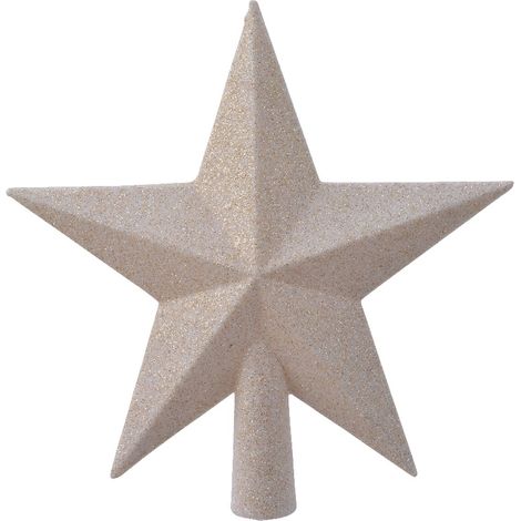 Bruchfeste Weihnachtsbaumspitze Stern Wollweiß mit Glitter Ø 19 cm - Kunststoff
