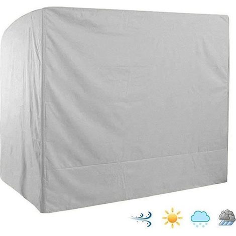 Housse de Balancelle de Jardin 3 Places Imperméable,220x125x175Cm Oxford Bâche de Balancelle Anti-UV - Gris (1/4)