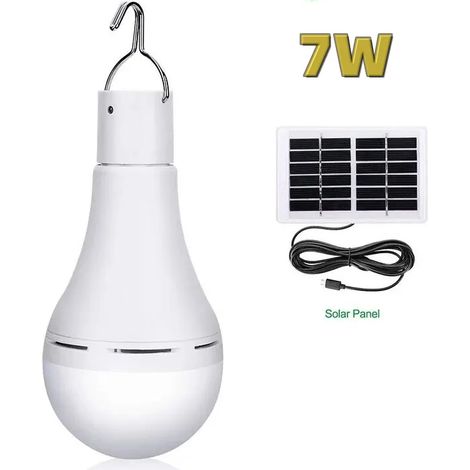 Lampe solaire 7W étanche, rechargeable par USB, à suspendre, pour une utilisation intérieure et extérieure. (1/5)