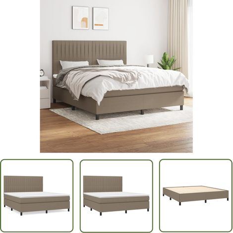 The Living Store Boxspringbett mit Matratze Taupe 180x200 cm Stoff - Boxspringbett - Doppelbett - Bettenrahmen - Matratze - Tapete (1/5)