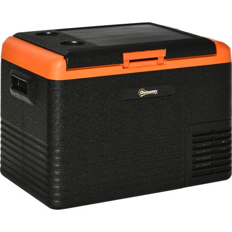 Frigorifero/congelatore elettrico portatile da 40 litri con maniglie - dimensioni 58,7L x 36,5W x 43,8H cm, arancione e nero