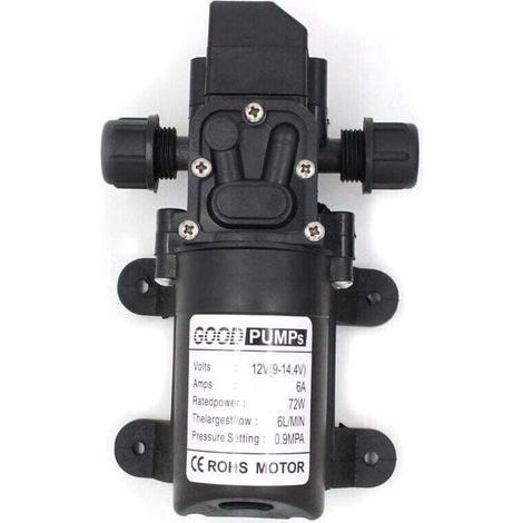 12V 6A 72W 6L High Pressure Diaphragm Pump, Ribbed (1/4)