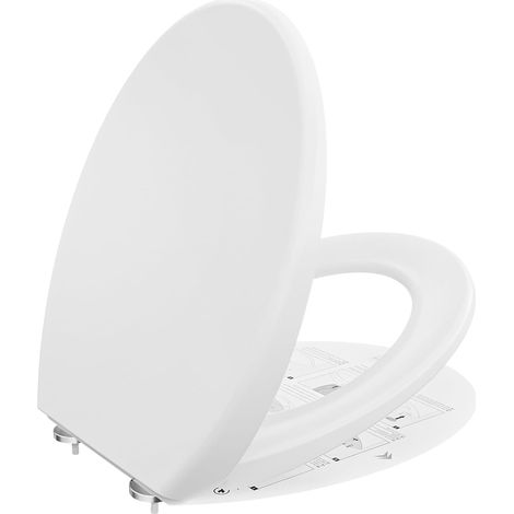 CECIPA Ovaler WC-Sitz mit Absenkautomatik, weißer Clip-On-WC-Sitz, Absenkautomatik, abnehmbarer Sitz für einfache Montage – DERW-Serie (1/5)