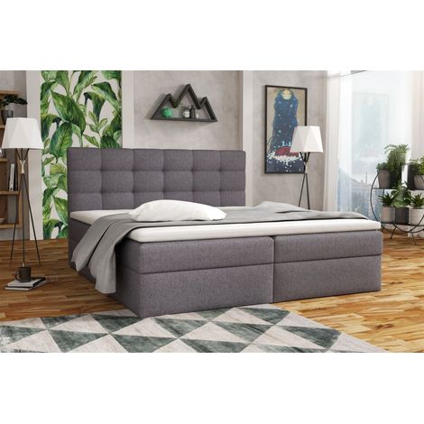 Boxspringbett Schlafzimmerbett DORIANO 160x200cm Stoff Sawana Dunkelgrau (1/2)