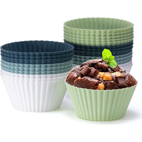 Dessous de verre en papier - Réutilisables - Gobelets en papier antiadhésifs - Moules à muffins et cupcakes en silicone - Lot de 24 (1/5)