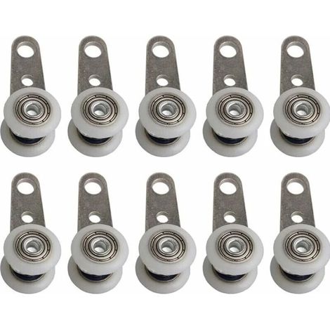 Lot De 10 Roulettes Pour Baies Vitrées Ou Portes Coulissantes - En Métal Et En Plastique - 4,5 X 1,9 Cm